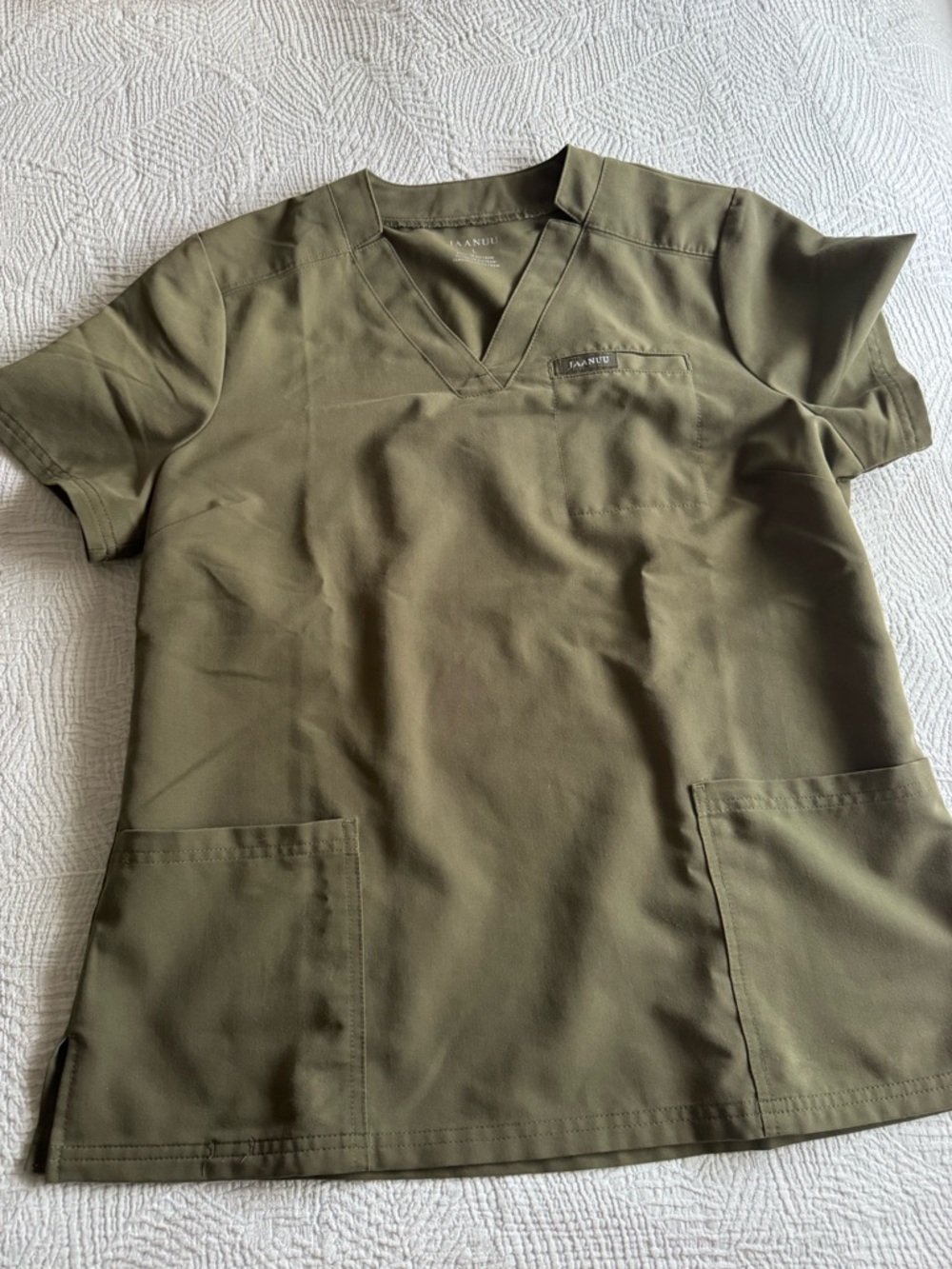 Jaanuu Womens 3 Pocket Scrub Top Size Large